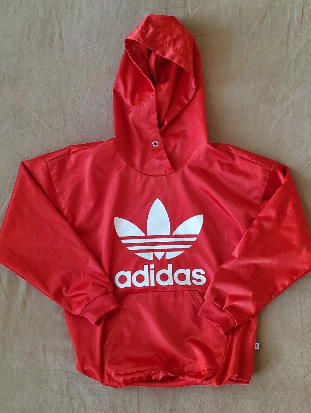 Adidas Originals Red Satin Trefoil Hoodie XS